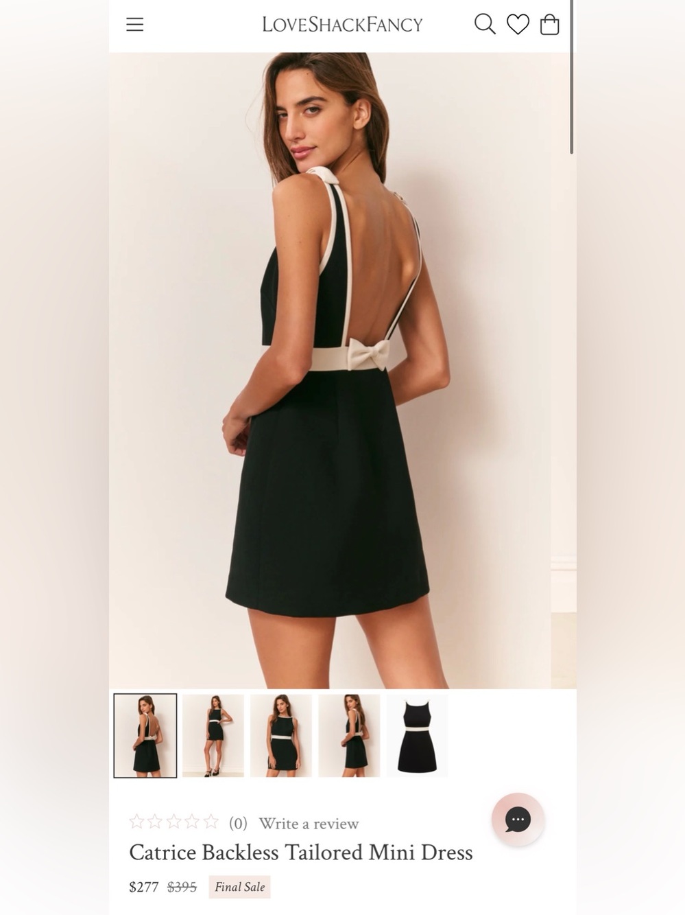 LoveShackFancy Black Catrice Mini Dress with White Trim - Picture 3 of 6